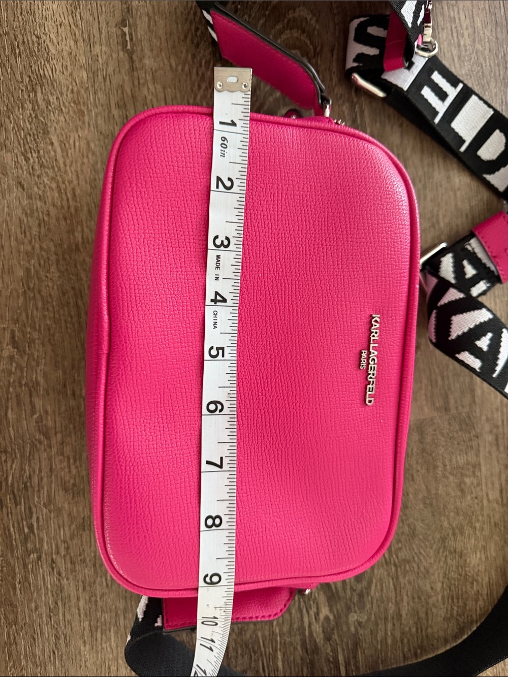 Karl Lagerfeld Hot Pink Crossbody with Logo Strap - Picture 3 of 3